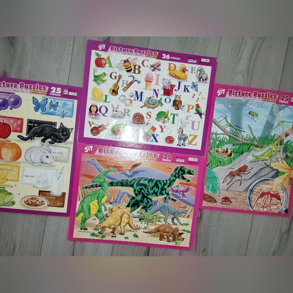Colorful Picture Puzzles Set Of 4 Vintage Patch Board Puzzles